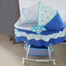 小摇床新生儿床摇摇床带蚊帐安抚bb床带滚轮睡篮婴儿摇篮床