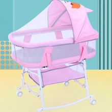室内宝宝睡篮bb床便携式移动带滚轮新生儿床中床 婴儿床可折叠