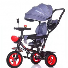 新款儿童四合一三轮推车宝宝可坐可躺三轮车 儿童脚踏车