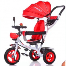 新款儿童四合一三轮推车宝宝可坐可躺三轮车 儿童脚踏车