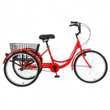 欧式 人力三轮车 成人24寸 脚踏后7速变速老年农用三轮自行车带框