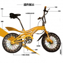 特种表演车24寸豹纹杂技特技自行车外贸出口海豚尾翼