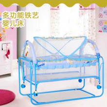 新生婴儿床铁艺床带滚轮可移动摇篮床轻便多功能童床