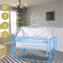 新生婴儿床铁艺床带滚轮可移动摇篮床轻便多功能童床