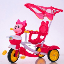 新款卡通儿童伞篷推把三轮车儿童三轮车带蓬1-3-6岁