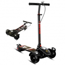 儿童滑板车溜溜车折叠脚踏车 3-16岁可用三轮全闪滑板车