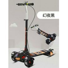 大童音乐灯光滑板车溜溜车折叠脚踏车 3-16岁可用三轮全闪滑板车