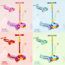 儿童滑板车 可折叠免安装带音乐悍马三合一溜溜车