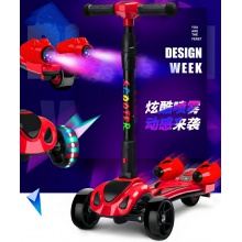 喷雾三轮闪光音乐溜溜车折叠大号男女童滑板车