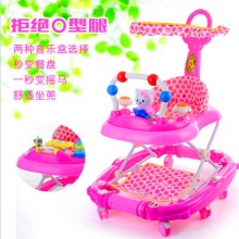 婴儿学步车带摇马带推杆带餐盘带刹车带遮阳棚带音乐玩具厂家直供