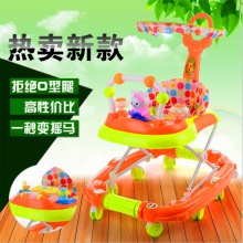 婴儿学步车带摇马带推杆带餐盘带刹车带遮阳棚带音乐玩具厂家直供