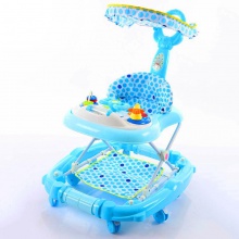 婴儿学步车带摇马带推杆带餐盘带刹车带遮阳棚带音乐玩具厂家直供