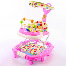 婴儿学步车带摇马带推杆带餐盘带刹车带遮阳棚带音乐玩具厂家直供