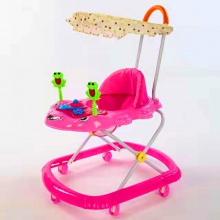 婴儿学步车多功能防侧翻助步车学步车6-7-18个月手推可坐叠带顶篷