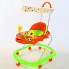婴儿学步车多功能防侧翻助步车学步车6-7-18个月手推可坐叠带顶篷