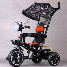 音乐灯光多用四合一儿童三轮车推车婴幼儿脚踏车1-3-5岁带棚批发