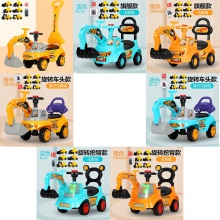 可坐人挖掘机滑行车可上下活动挖臂带音乐挖土机工程车儿童玩具车