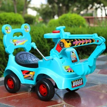 儿童工程车带音乐手动操作可坐可骑大号溜溜车1-6岁玩具车滑行车
