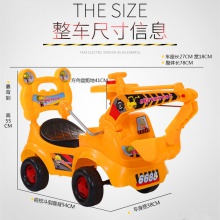儿童工程车带音乐手动操作可坐可骑大号溜溜车1-6岁玩具车滑行车