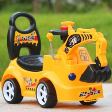 音乐灯光挖土机宝宝可做可起工程车扭扭车溜溜车儿童滑行挖掘机