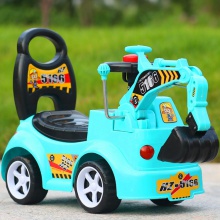 音乐灯光挖土机宝宝可做可起工程车扭扭车溜溜车儿童滑行挖掘机