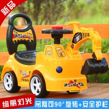 音乐灯光挖土机宝宝可做可起工程车扭扭车溜溜车儿童滑行挖掘机