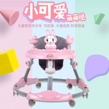 防侧翻宝宝助步车6-18个月不0型腿学走路车静音婴幼儿折叠学步车