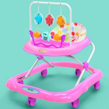 带音乐/高度三档调节婴儿学步车带布艺 6个大橡胶轮婴儿学步车