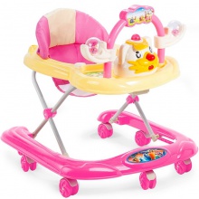 防侧翻儿童宝宝助步车 带推把音乐折叠学行车 婴儿学步车