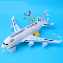 飞机发光唱歌3D华丽灯光音乐旋转客机塑料玩具儿童发光飞机玩具