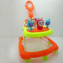 新款七彩塑料音乐卡通灯婴儿学步车 简易推把儿童学步车