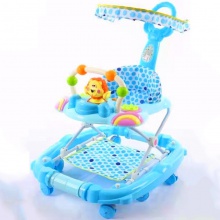 带音乐和遮阳棚的塑料圆形婴儿学步车 防O型腿防侧翻儿童学步车