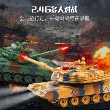 遥控履带式红外线对战坦克车可冒烟声光遥控坦克男孩玩具