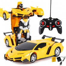 一键变形遥控车 儿童玩具变形机器人可充电遥控玩具车模型跑车