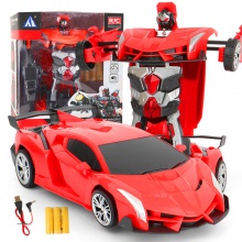 一键变形遥控高速赛车变形机器人汽车玩具模型充电变形遥控车