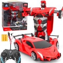 一键变形遥控高速赛车变形机器人汽车玩具模型充电变形遥控车