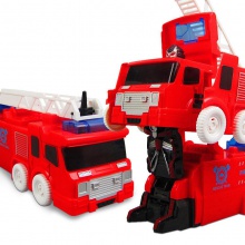 变形车儿童电动万向消防车 益智灯光音乐消防变形车玩具地摊玩具