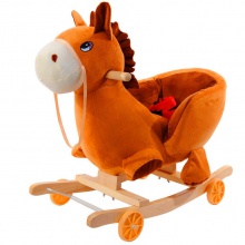 儿童毛绒摇摇马带音乐婴儿摇椅实木木马婴儿玩具两用溜溜车滑滑车