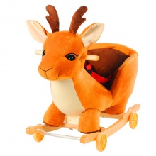 儿童毛绒摇摇马带音乐婴儿摇椅实木木马婴儿玩具两用溜溜车滑滑车