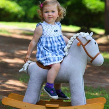 男女宝宝实木摇摇马经典灰色瑞典摇马儿童玩具周岁生日礼物