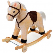 木马儿童摇马儿歌音乐生日礼物平头马眼马实木轮独立站