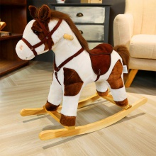 木马儿童摇马儿歌音乐生日礼物平头马眼马实木轮独立站