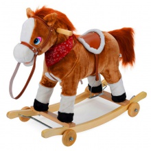 木马儿童摇马儿歌音乐生日礼物平头马眼马实木轮独立站