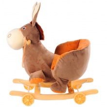 儿童毛绒木马摇车毛驴摇摇椅实木木马玩具滑行溜溜车婴儿安抚摇椅