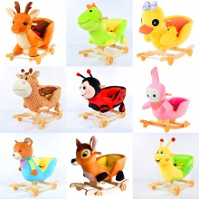 儿童毛绒木马摇车毛驴摇摇椅实木木马玩具滑行溜溜车婴儿安抚摇椅