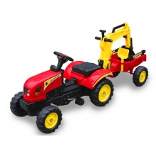 儿童脚踏拖拉机 孩子们骑着汽车踏板拖拉机