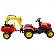 儿童脚踏拖拉机 孩子们骑着汽车踏板拖拉机