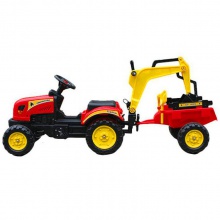 儿童脚踏拖拉机 孩子们骑着汽车踏板拖拉机