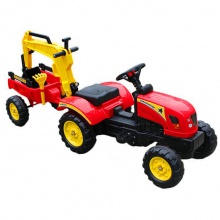 儿童脚踏拖拉机 孩子们骑着汽车踏板拖拉机