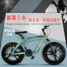 儿童自行车镁合金山地车一体轮减震双碟刹学生车18寸20寸22寸